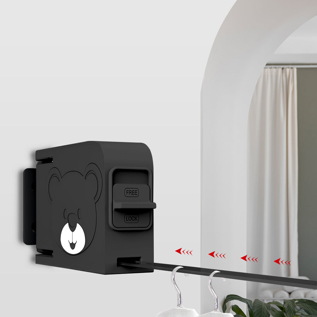 SOGA 2X 160mm Wall-Mounted Clothes Line Dry Rack Retractable Space-Saving Foldable Hanger Black • LUZ-BSLY06X2
