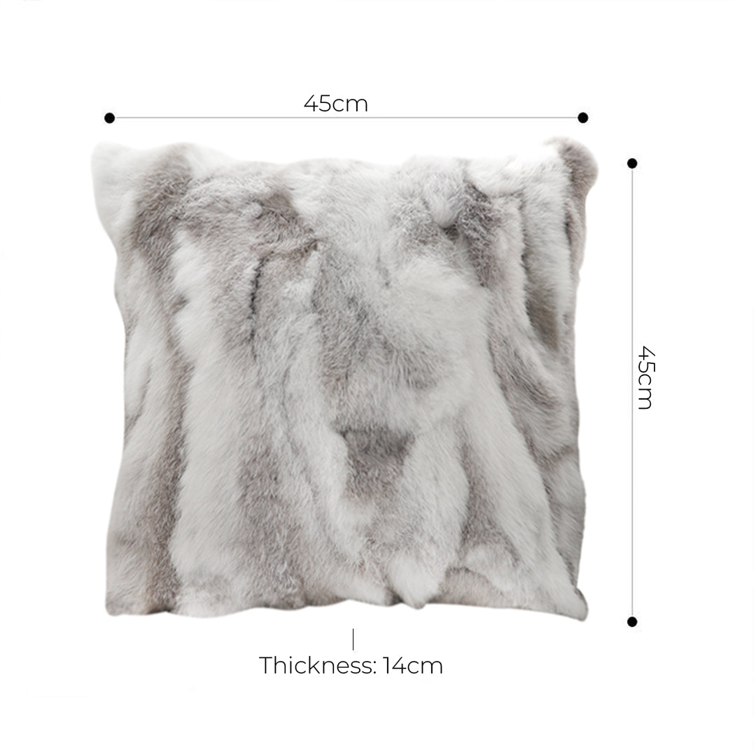 SOGA 45cm Throw Pillow Floral Gray Rabbit Fur Square Warm Cozy Decorative Cushion Home Decor • LUZ-FrenchCushion312