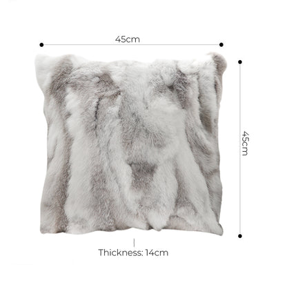 SOGA 45cm Throw Pillow Floral Gray Rabbit Fur Square Warm Cozy Decorative Cushion Home Decor • LUZ-FrenchCushion312