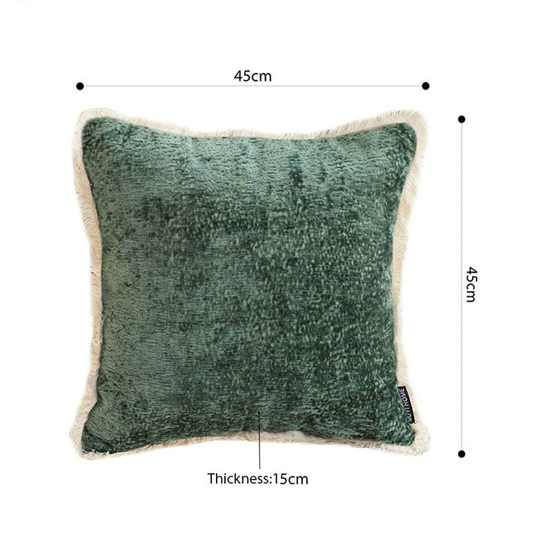 SOGA 45cm Jade Green Home aesthetic chenille texture tassel square Throw Pillow • LUZ-FrenchCushion244
