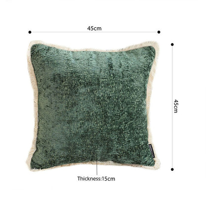 SOGA 45cm Jade Green Home aesthetic chenille texture tassel square Throw Pillow • LUZ-FrenchCushion244
