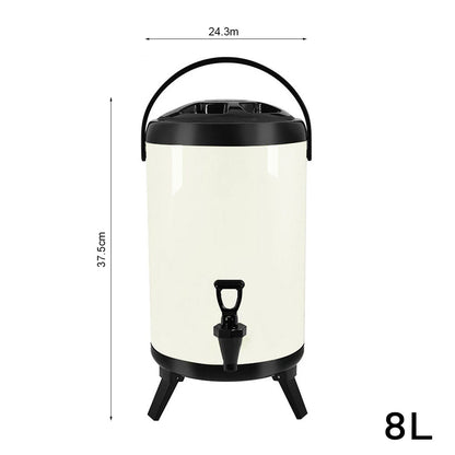 SOGA 8X 8L Stainless Steel Insulated Milk Tea Barrel Hot and Cold Beverage Dispenser Container with Faucet White • LUZ-VICDispenser8LWHTX8