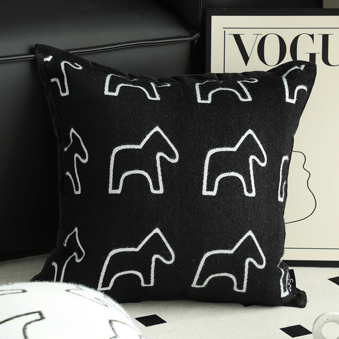 SOGA 45cm Throw Pillow Black Teddy Fleece Square Pony Design Decorative Cushion for Living Room • LUZ-FrenchCushion292