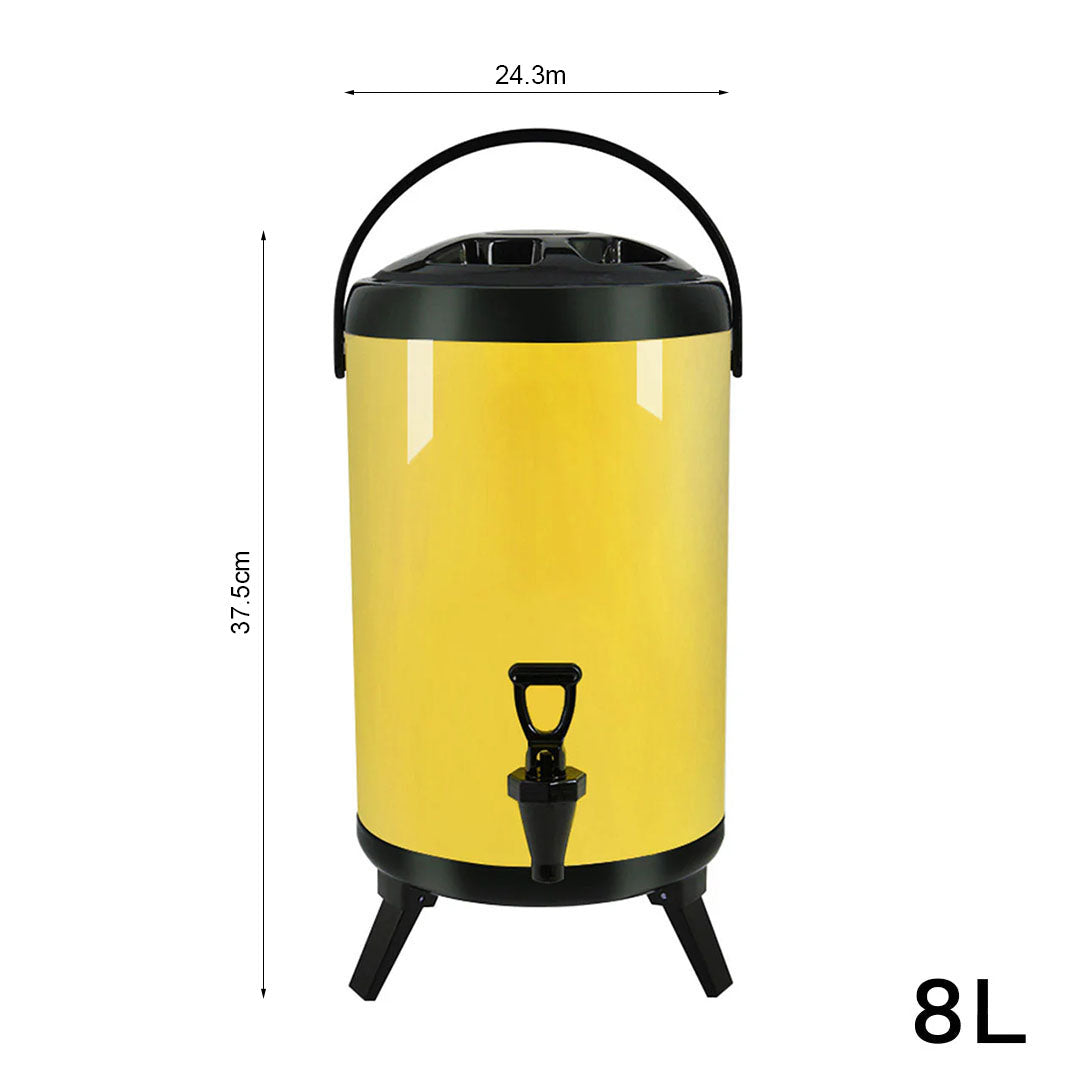 SOGA 4X 8L Stainless Steel Insulated Milk Tea Barrel Hot and Cold Beverage Dispenser Container with Faucet Yellow • LUZ-VICDispenser8LYELX4