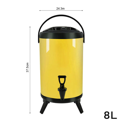SOGA 4X 8L Stainless Steel Insulated Milk Tea Barrel Hot and Cold Beverage Dispenser Container with Faucet Yellow • LUZ-VICDispenser8LYELX4