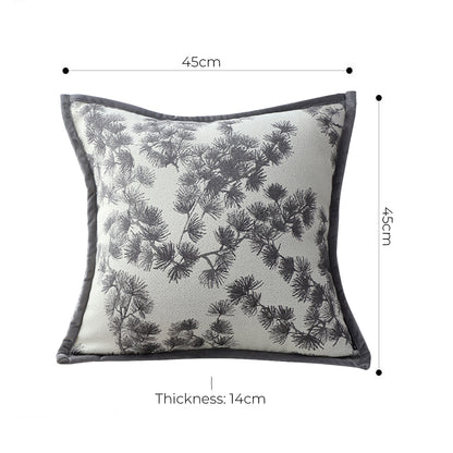 SOGA 45cm Throw Pillow Off White Wide Border with Branch and Pine Needle Design Pattern Home Decor • LUZ-FrenchCushion305