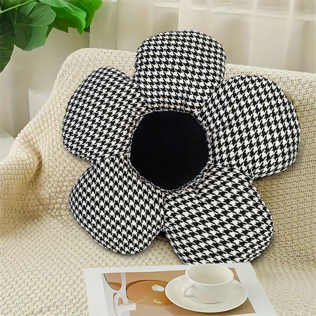 SOGA 2X Black Flower Cushion Shaped for Floor and Sitting Throw Pillow • LUZ-SCushion096X2