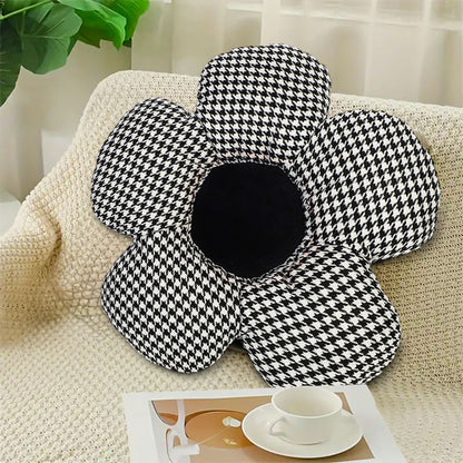 SOGA 2X Black Flower Cushion Shaped for Floor and Sitting Throw Pillow • LUZ-SCushion096X2