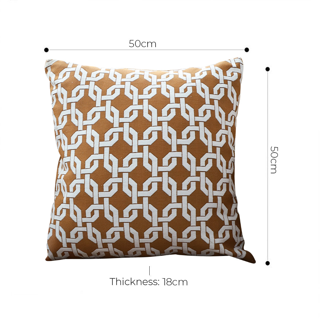 SOGA 2X 50cm Brown Checkered Chain Jacquard Square Pillow Decorative Cushion for Home Decor • LUZ-FrenchCushion334X2
