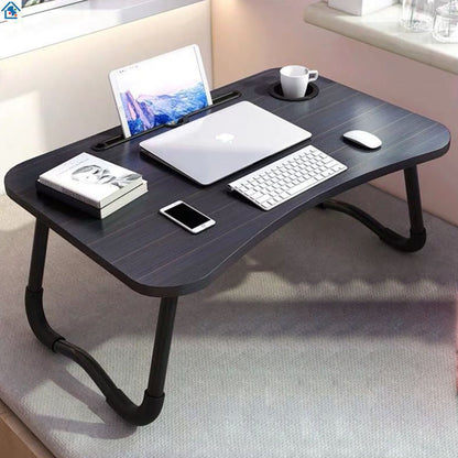 SOGA Black Portable Bed Table Adjustable Foldable Bed Sofa Study Table Laptop Mini Desk with Notebook Stand Card Slot Holder Home Decor • LUZ-BedTableG41