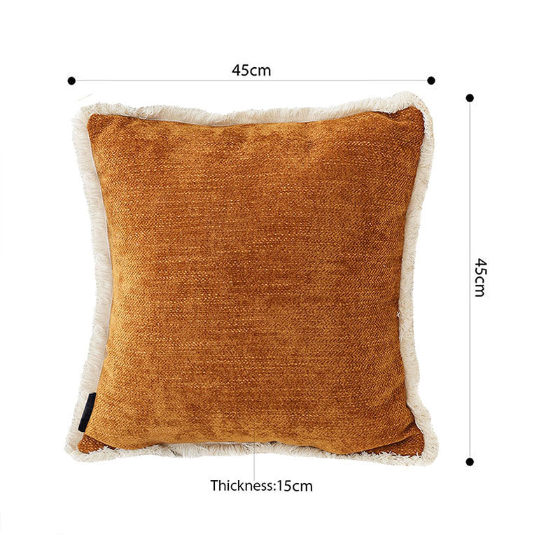 SOGA 45cm Home Aesthetic Chenille Texture Tassel Square Sunset Orange Throw Pillow • LUZ-FrenchCushion247