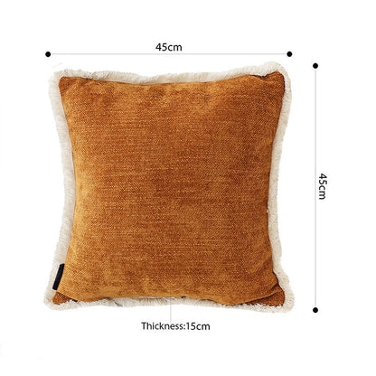 SOGA 45cm Home Aesthetic Chenille Texture Tassel Square Sunset Orange Throw Pillow • LUZ-FrenchCushion247