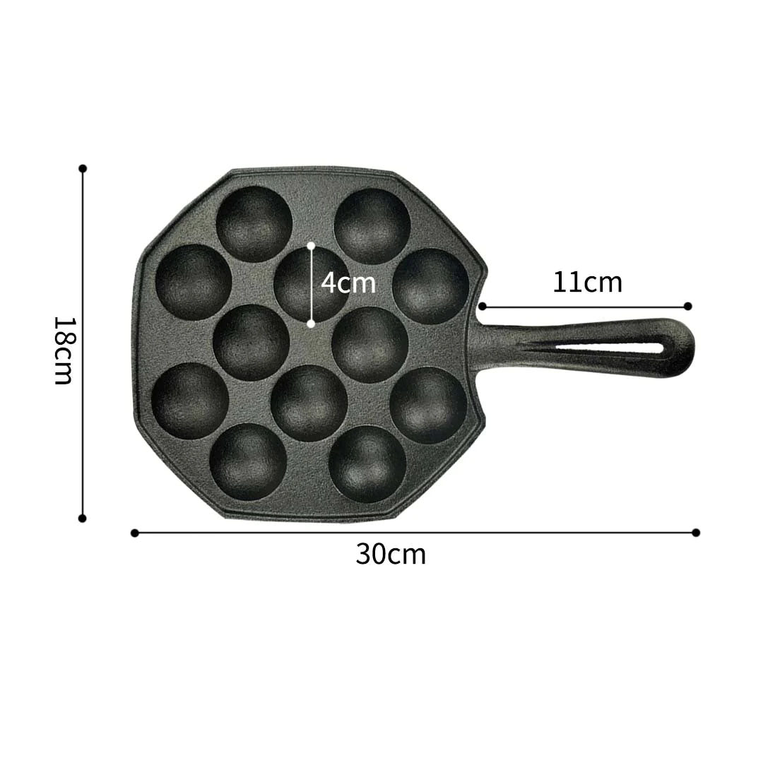 SOGA 18CM Cast Iron Takoyaki Fry Pan Octopus Balls Maker 12 Hole Cavities Grill Mold • LUZ-ZPaiB2