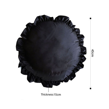 SOGA 45cm Butterfly Black Vintage Lotus Leaf Edge Round Throw Pillow • LUZ-FrenchCushion243