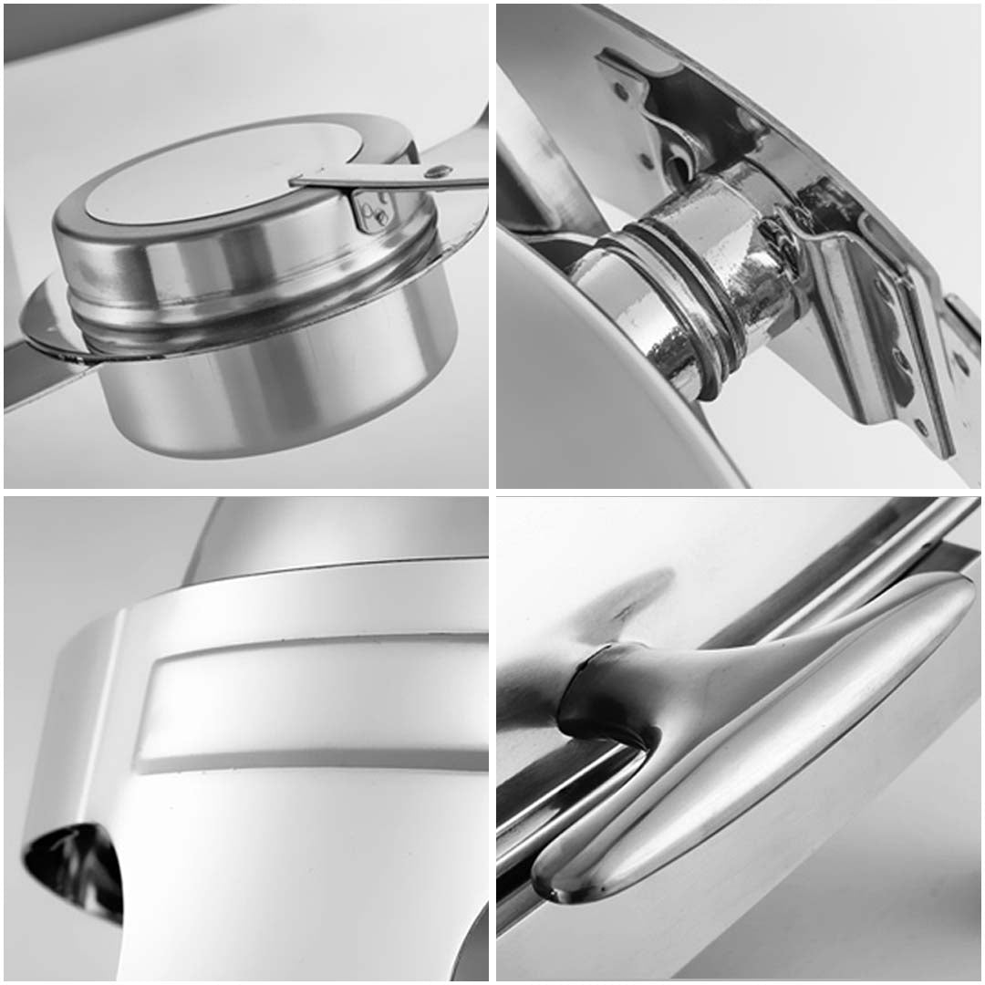 SOGA 4X 6L Round Chafing Stainless Steel Food Warmer with Glass Roll Top • LUZ-ChafingDish5639X4