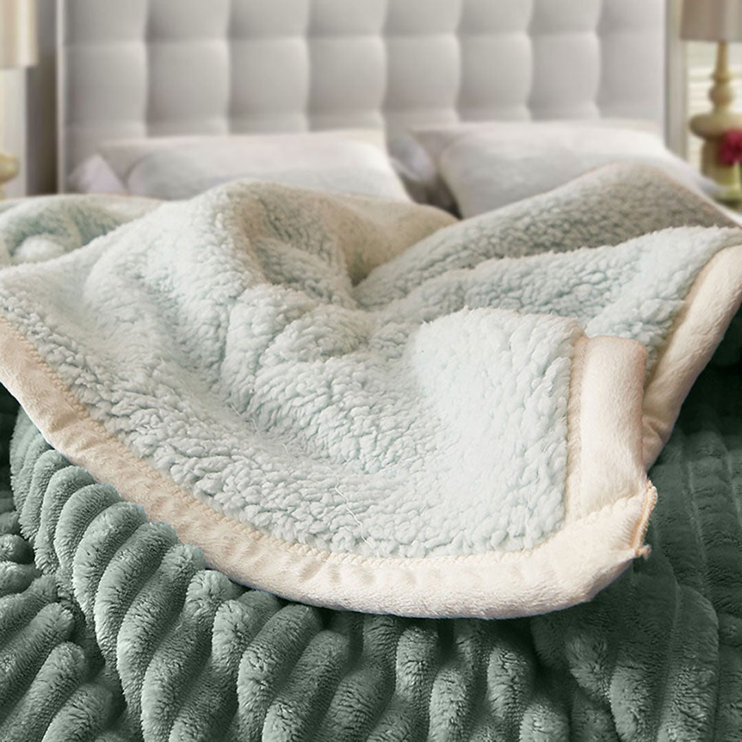 SOGA Light Green Throw Blanket Warm Cozy Double Sided Thick Flannel Coverlet Fleece Bed Sofa Comforter • LUZ-Blanket307