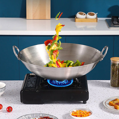 SOGA 55cm Stainless Steel Kitchen Cooking Wok with 2 Sturdy Handles • LUZ-WokCom55
