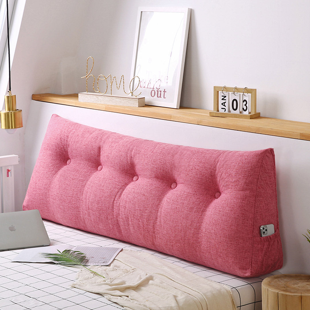 SOGA 2X 180cm Pink Triangular Wedge Bed Pillow Headboard Backrest Bedside Tatami Cushion Home Decor • LUZ-PillowFab180RedX2