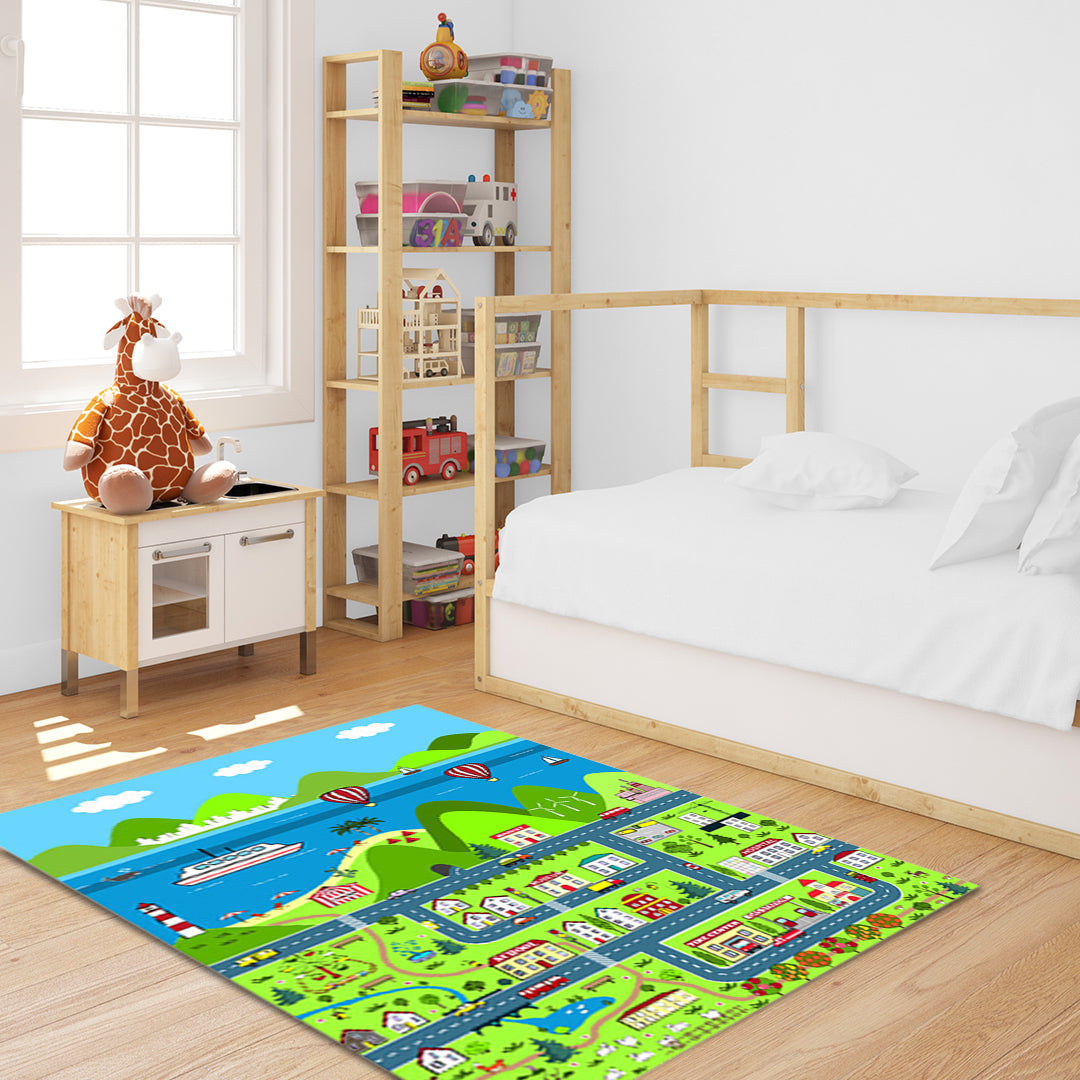 SOGA 2X 120cm Kids Rug Street Map Play Mat, Educational Baby Theme Park Area Rugs • LUZ-KidCarpet603X2