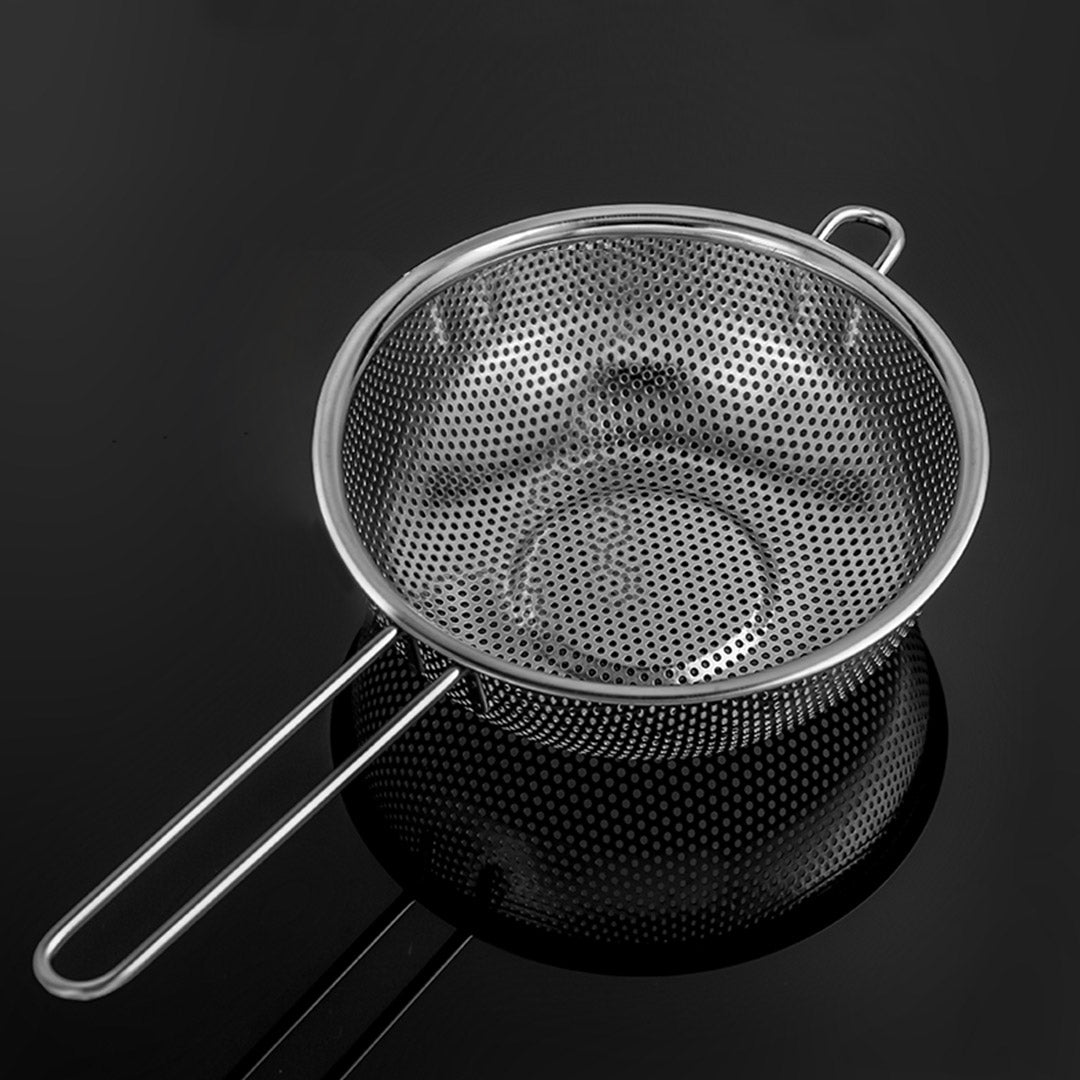 SOGA Stainless Steel Perforated Colander Fine Mesh Net Food Strainer Basket with Handle Skimmer Sieve Set • LUZ-NetColanderSet