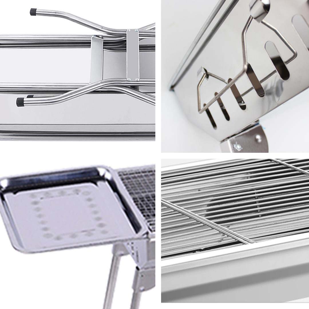 SOGA 2X Skewers Grill with Side Tray Portable Stainless Steel Charcoal BBQ Outdoor 6-8 Persons • LUZ-SkewerCharcoalGrillWithPlateX2