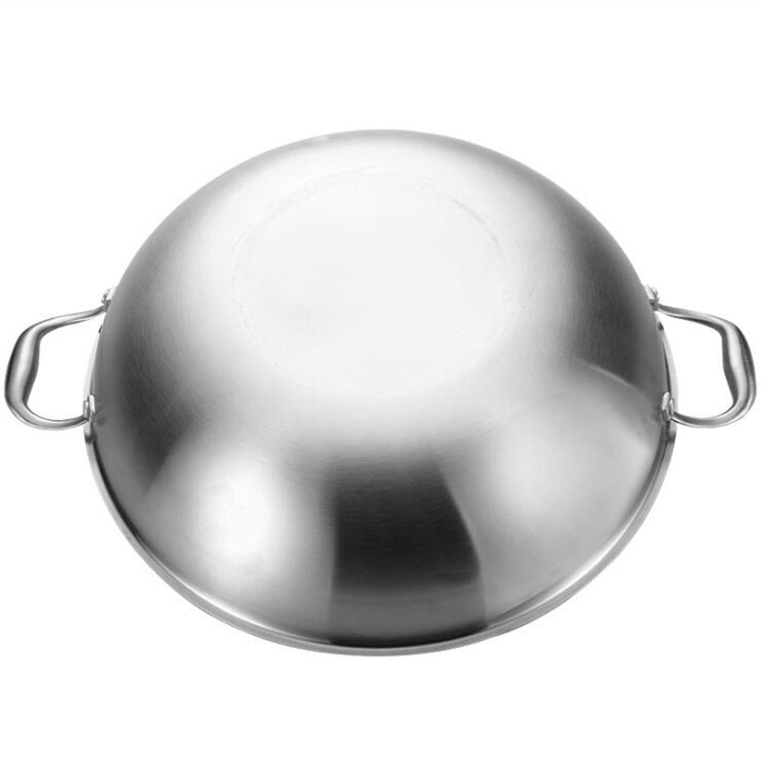SOGA 3-Ply 38cm Stainless Steel Double Handle Wok Frying Fry Pan Skillet with Lid • LUZ-WokTRIFPG38