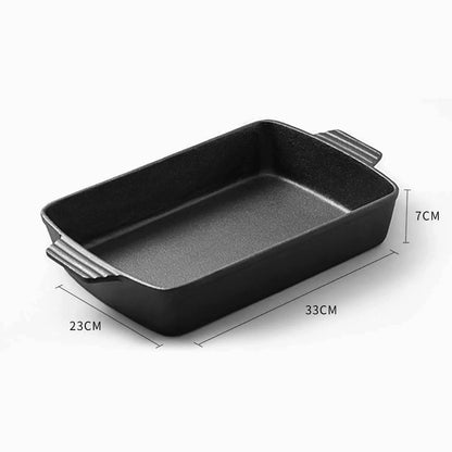 SOGA 2X 33cm Cast Iron Rectangle Bread Cake Baking Dish Lasagna Roasting Pan • LUZ-ZPaiA10X2