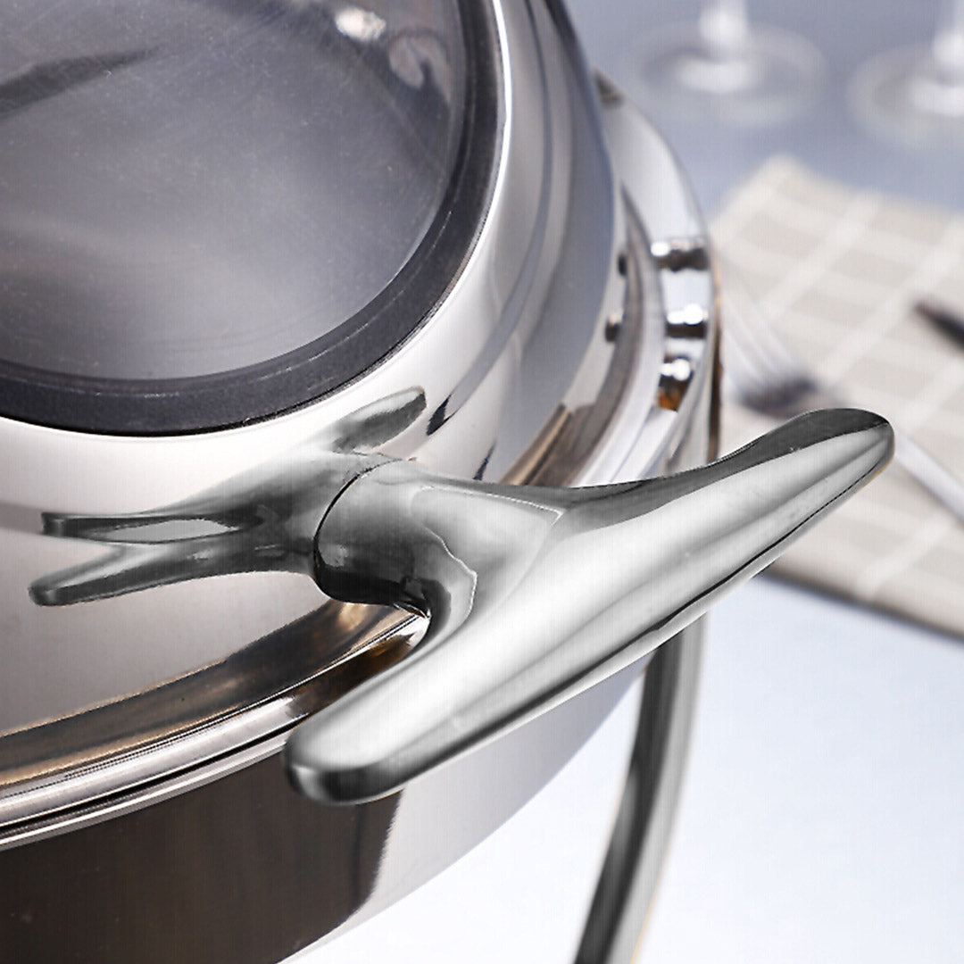SOGA 4X 6.5L Stainless Steel Round Soup Tureen Bowl Station Roll Top Buffet Chafing Dish Catering Chafer Food Warmer Server • LUZ-ChafingDishV7A1X4