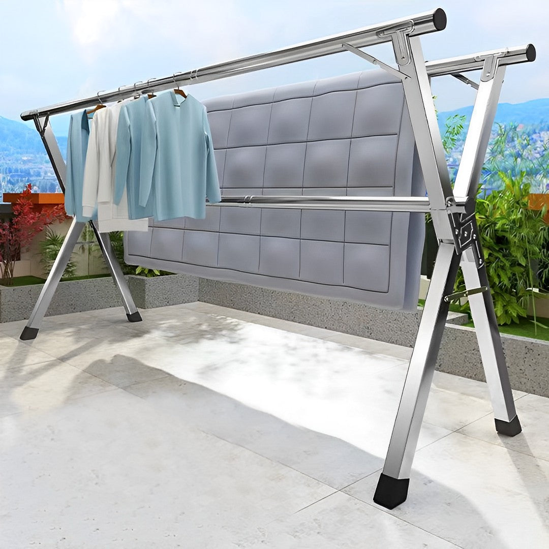 SOGA 1.6m Portable Standing Clothes Drying Rack Foldable Space-Saving Laundry Holder 3 Poles • LUZ-BSXG2511
