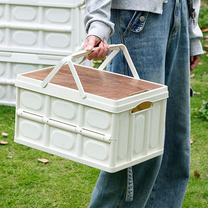 SOGA 34.5 cm 18L White Car & Camping Foldable Storage Box Crate Stackable Container with Handle • LUZ-StorageBox3706