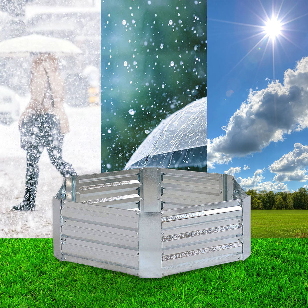 SOGA 60cm Hexagon Shape Galvanised Raised Garden Bed Vegetable Herb Flower Outdoor Planter Box • LUZ-MetalBSil519