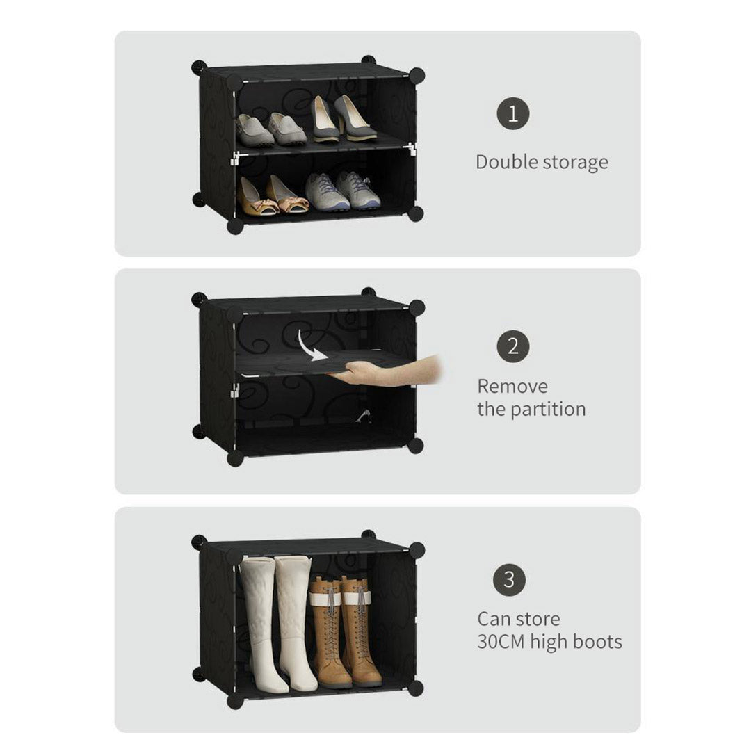 SOGA 6 Tier Shoe Rack Organizer Sneaker Footwear Storage Stackable Stand Cabinet Portable Wardrobe with Cover • LUZ-ShoeBox106
