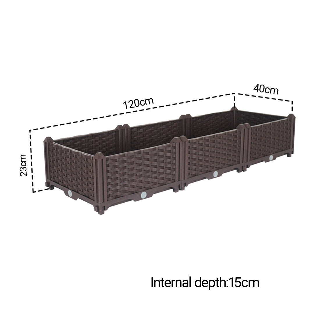 SOGA 2X 120cm Raised Planter Box Vegetable Herb Flower Outdoor Plastic Plants Garden Bed • LUZ-PlantBox3AX2