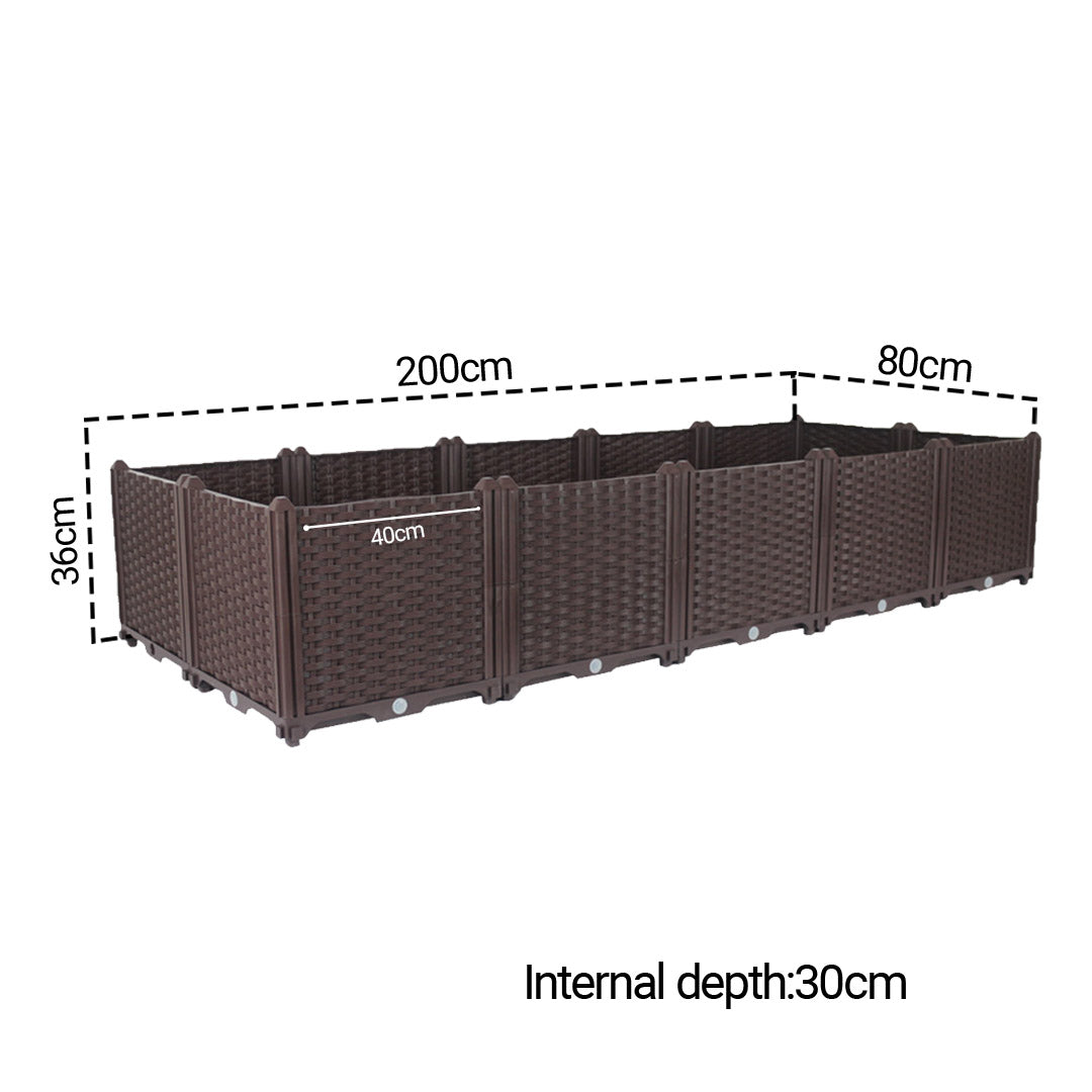 SOGA 2X 200cm Raised Planter Box Vegetable Herb Flower Outdoor Plastic Plants Garden Bed Deepen • LUZ-PlantBox10DX2