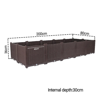 SOGA 2X 200cm Raised Planter Box Vegetable Herb Flower Outdoor Plastic Plants Garden Bed Deepen • LUZ-PlantBox10DX2