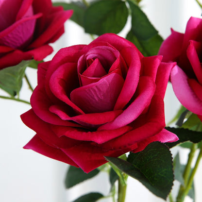 SOGA 8 Bunch Artificial Silk Rose 5 Heads Flower Fake Bridal Bouquet Table Decor Pink • LUZ-HO-F008