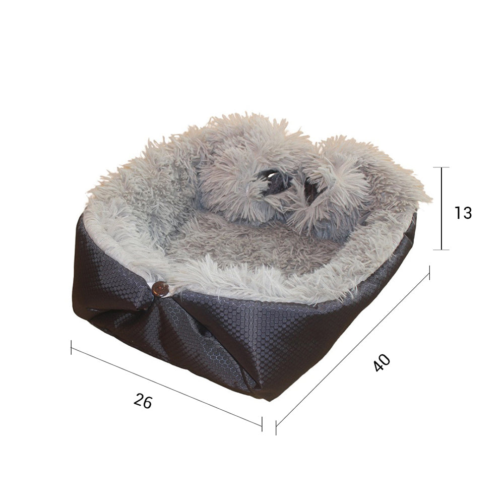 SOGA 2X Black Dual-purpose Cushion Nest Cat Dog Bed Warm Plush Kennel Mat Pet Home Travel Essentials LUZ-CarPetBag01X2