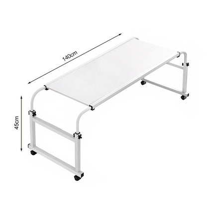 SOGA 2X 140x45cm White Cross Bed Movable Desk Table w/ Adjustable Length & Height • LUZ-SideTab30X2