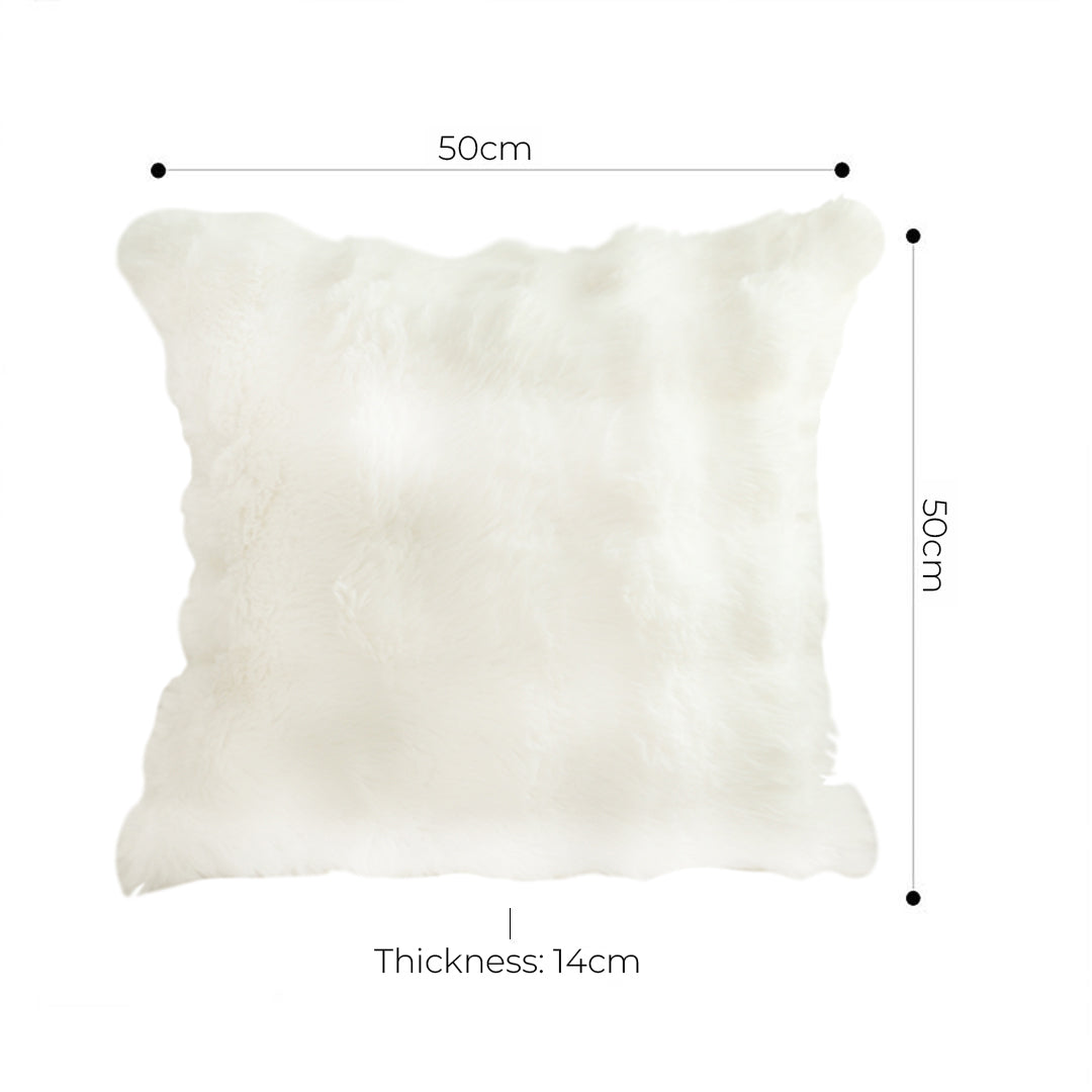 SOGA 2X 50cm Throw Pillow White Rabbit Fur Cushion Luxurious Soft Decorative Square Pillow for Living Room LUZ-FrenchCushion301X2