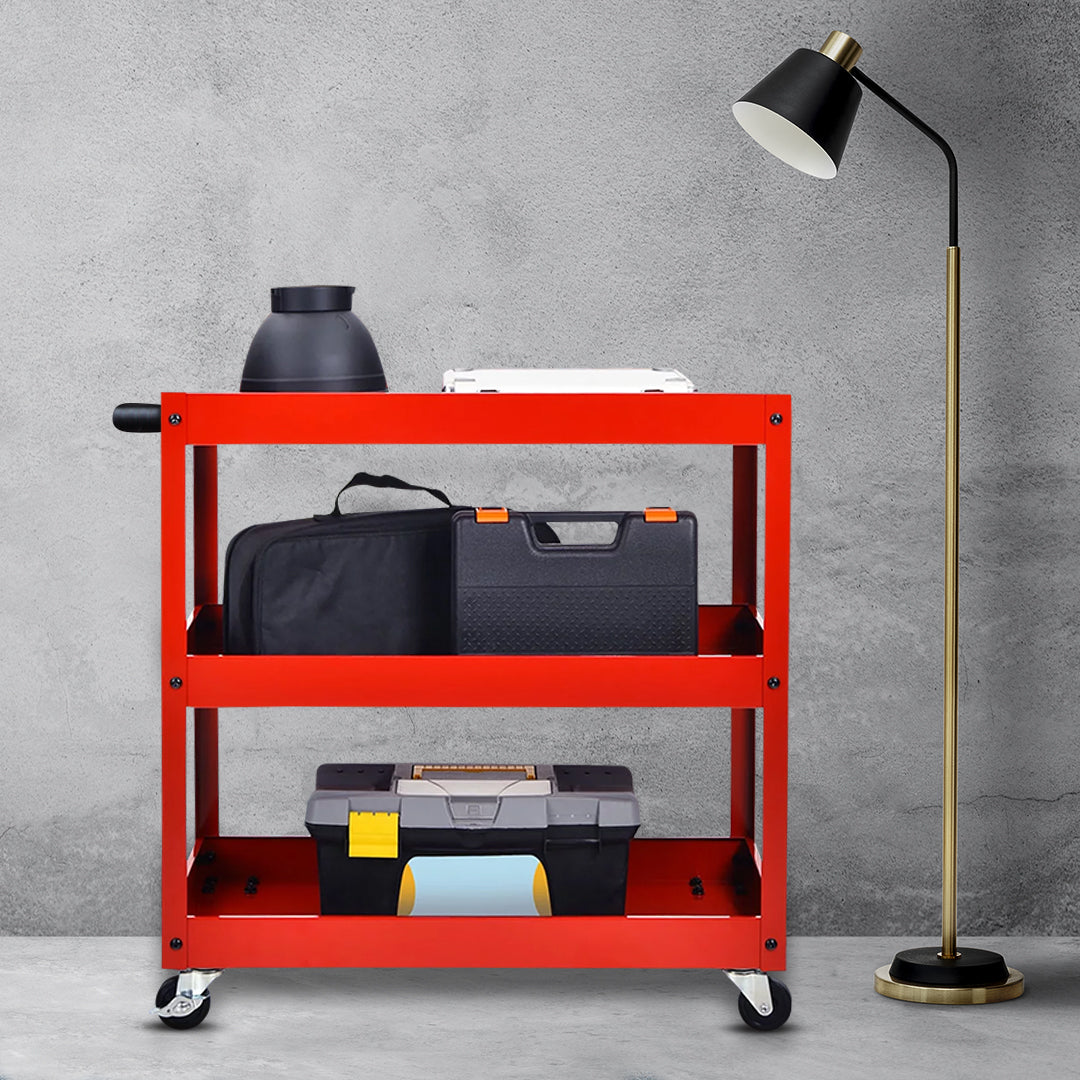 SOGA 3 Tier Tool Storage Cart Portable Service Utility Heavy Duty Mobile Trolley Red • LUZ-ToolCart604