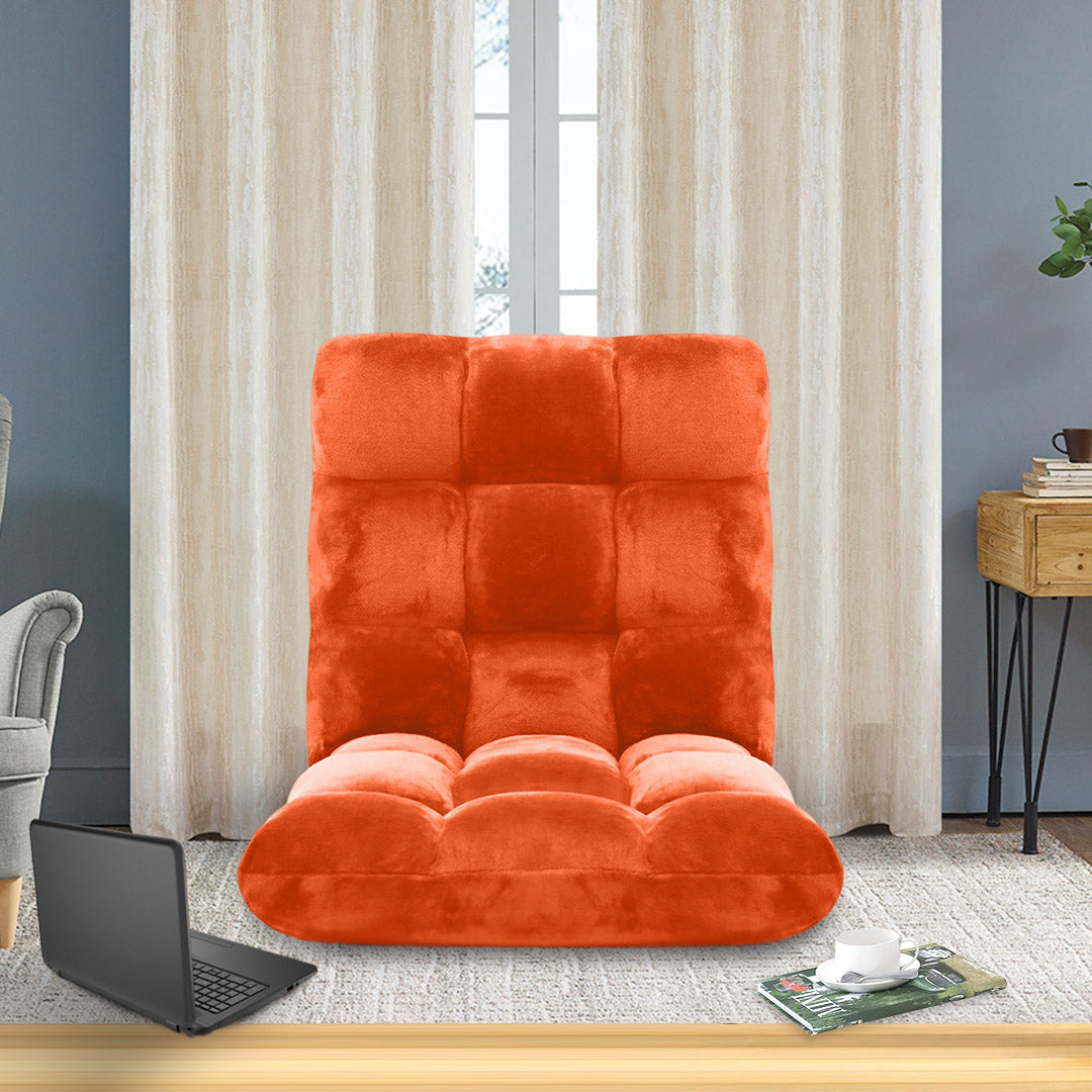 SOGA 4X Floor Recliner Folding Lounge Sofa Futon Couch Folding Chair Cushion Orange • LUZ-LoungeChairOrangeX4