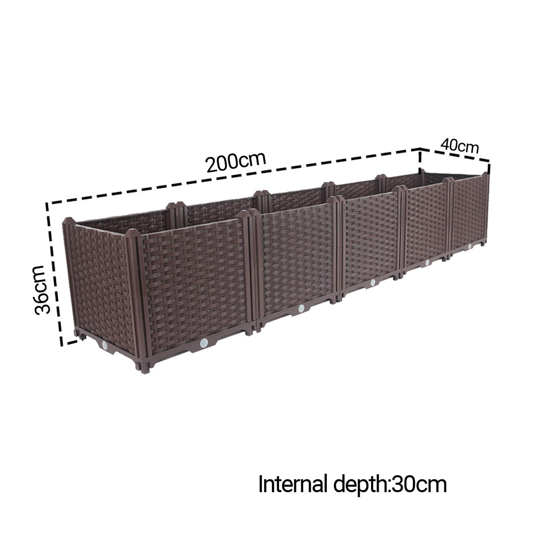 SOGA 200cm Raised Planter Box Vegetable Herb Flower Outdoor Plastic Plants Garden Bed Deepen • LUZ-PlantBox5B