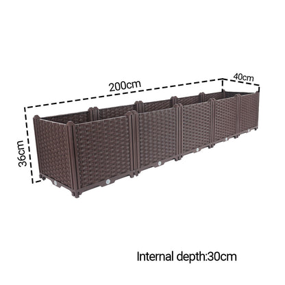 SOGA 200cm Raised Planter Box Vegetable Herb Flower Outdoor Plastic Plants Garden Bed Deepen • LUZ-PlantBox5B