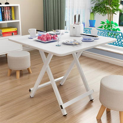 SOGA 2X White Dining Table Portable Square Surface Space Saving Folding Desk with Lacquered Legs  Home Decor • LUZ-TableSQ731X2