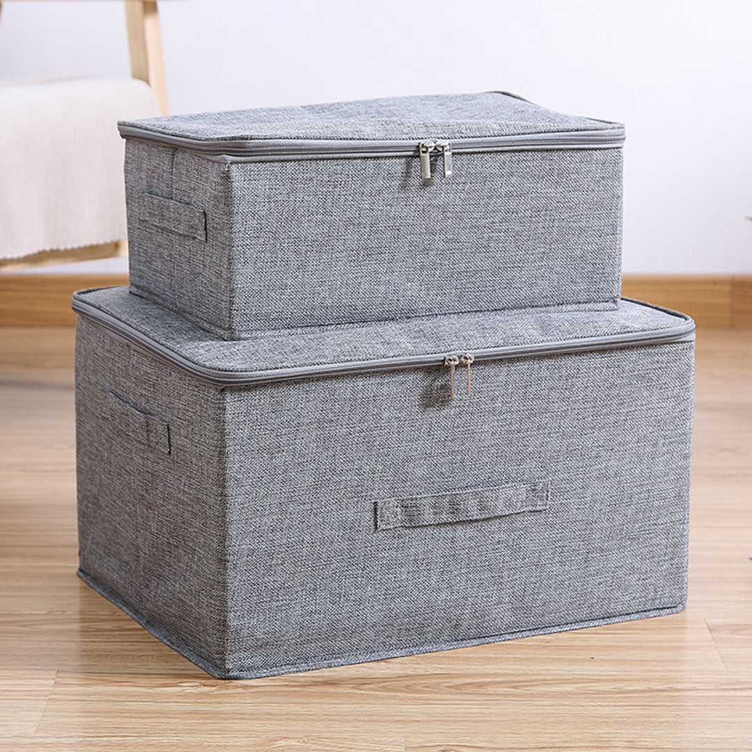 SOGA Grey Small Portable Double Zipper Storage Box Moisture Proof Clothes Basket Foldable Home Organiser • LUZ-SBox021