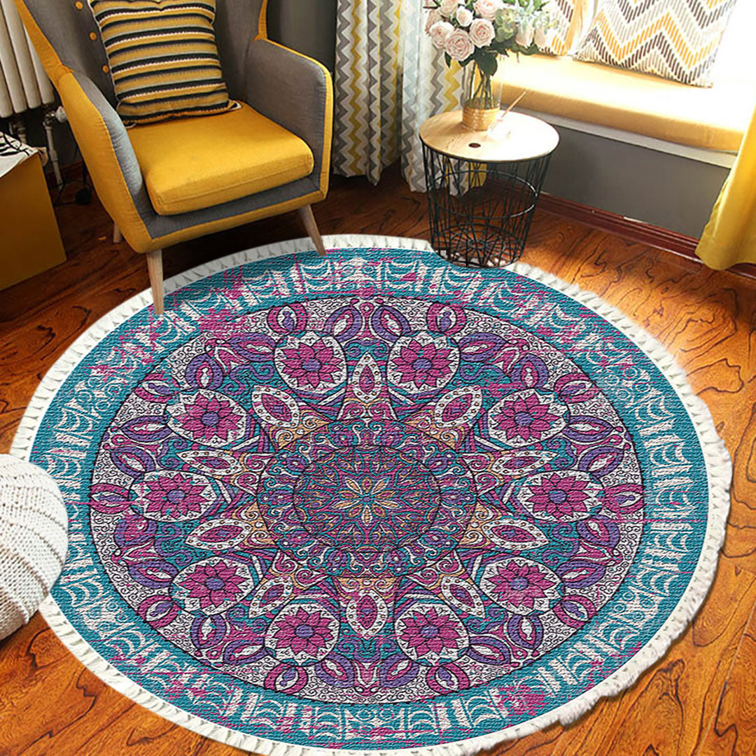SOGA 2X 120cm Mandala Area Rug for Living Room Lounge, Bedroom, Anti-slip Doormat, Home Decor • LUZ-CarpetYH02LgeX2