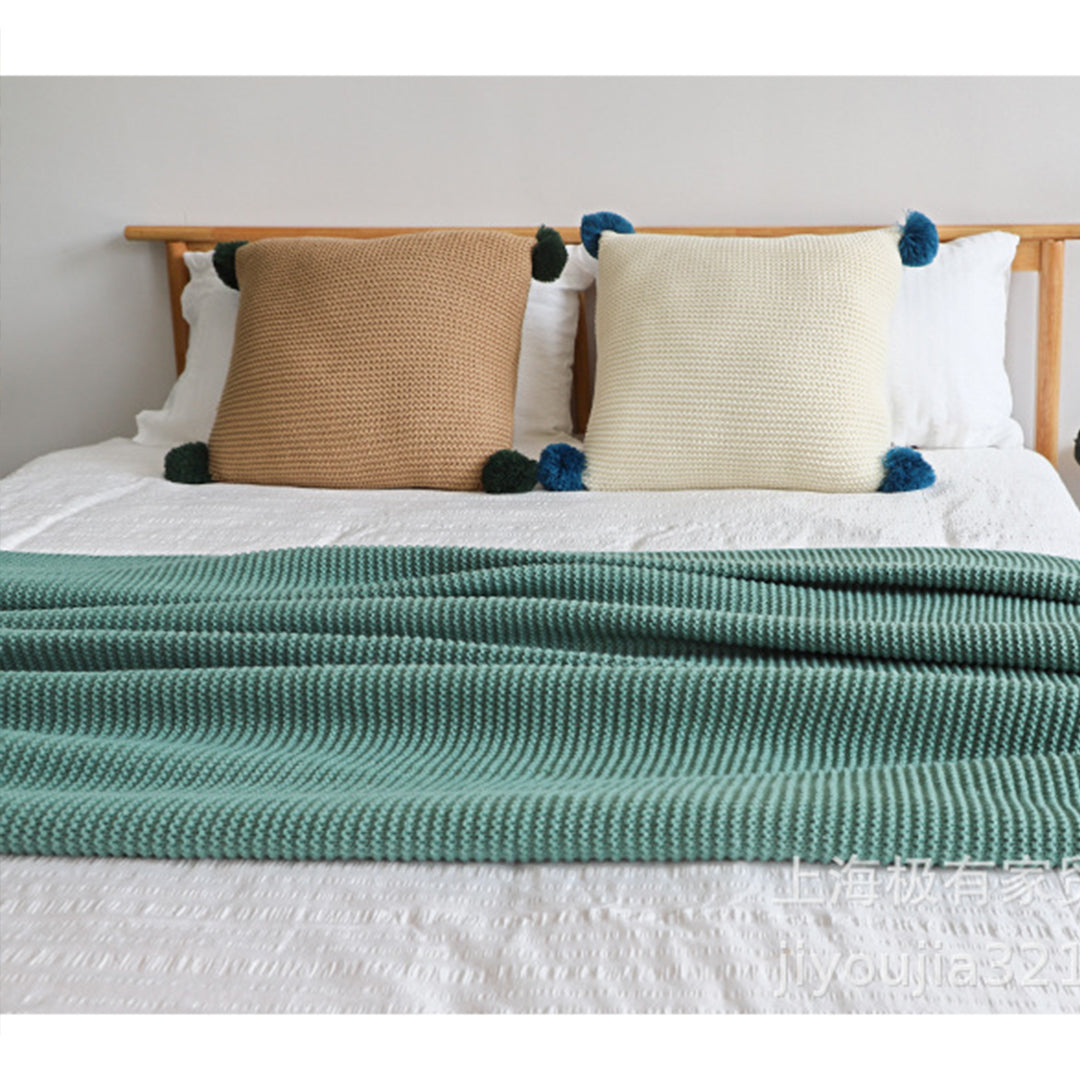 SOGA Green Tassel Fringe Knitting Blanket Warm Cozy Woven Cover Couch Bed Sofa Home Decor • LUZ-Blanket928