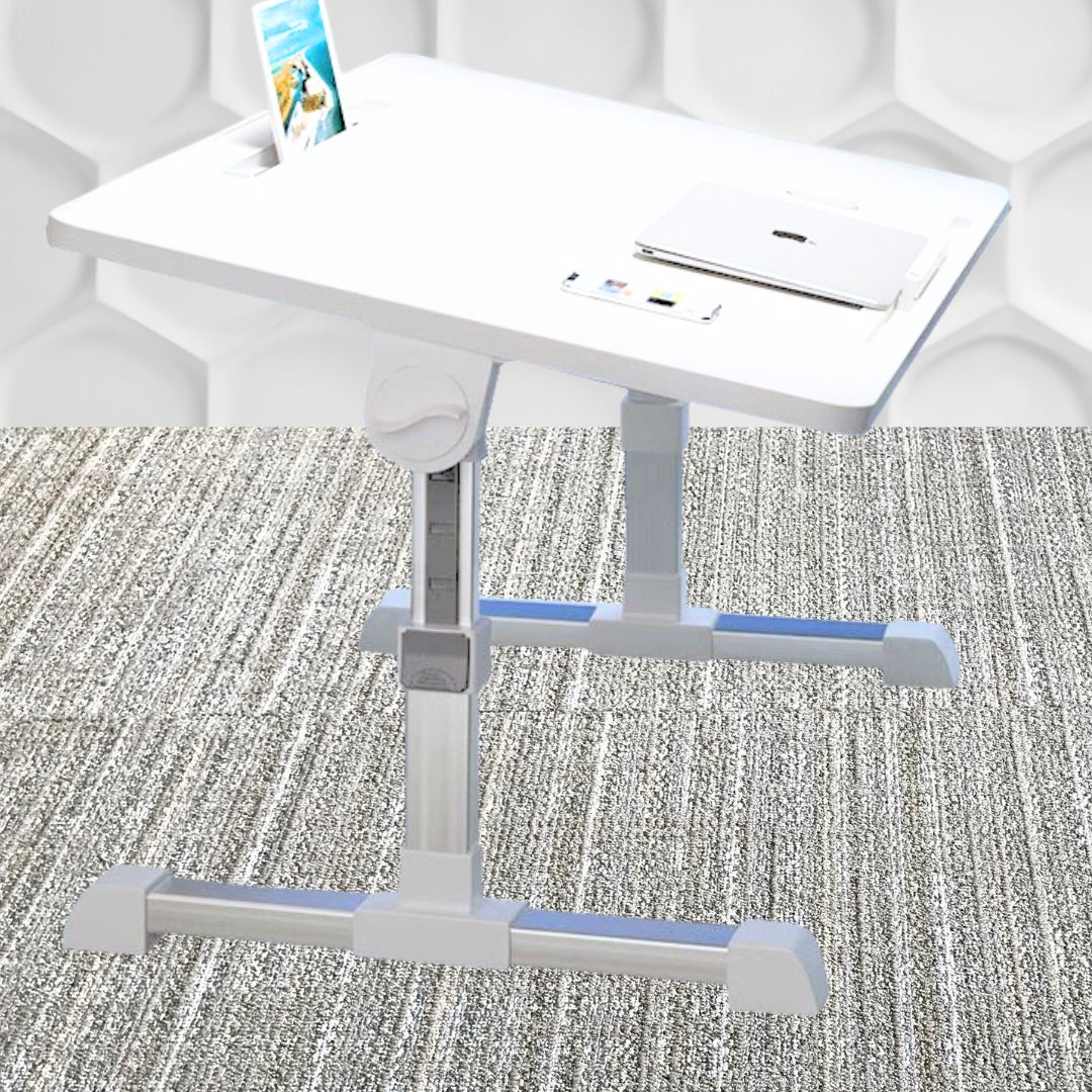 SOGA 60X40cm White Small Laptop Bed Portable Foldable Study Table Adjustable • LUZ-BedTableA5