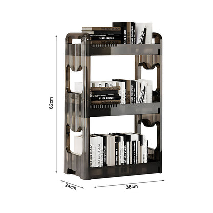 SOGA 2X 38x24cm Black 3 Tier Bookshelf & Cosmetic Storage Organizer Trolley Rack • LUZ-BookSheDark4X2