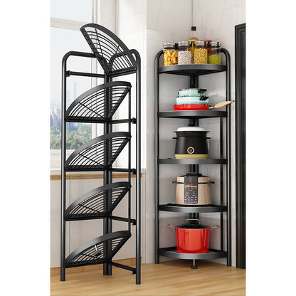 SOGA 2X 5 Tier Steel Triangular  Corner Stand Multi-Functional Shelves Portable Storage Organizer • LUZ-KitchenXY026X2
